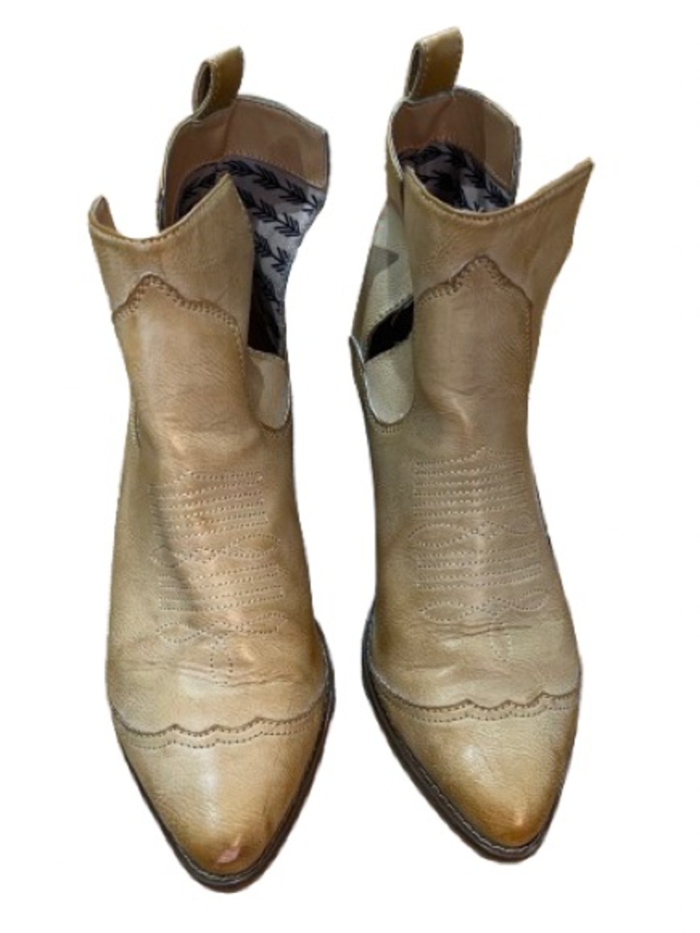 Code West Western Style D’Orsay Ankle Boots Sz10 Tan Boho Festival Cowgirl Rodeo